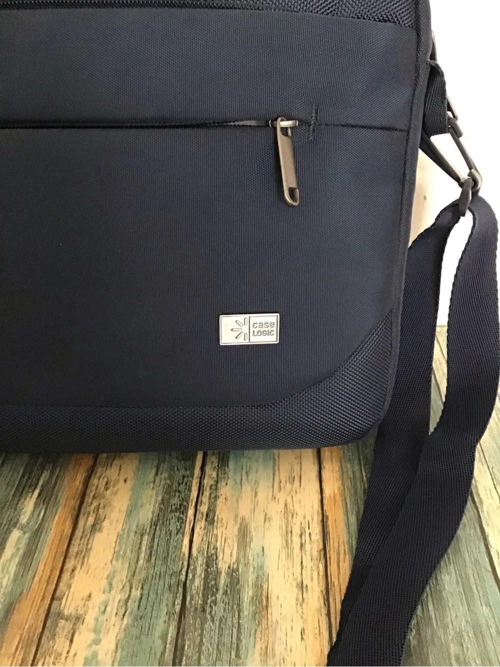 Navy Laptop Messenger Bag with Padded Strap